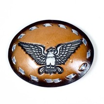 Vintage Belt Buckle Western Eagle Cowboy Cowgirl Tooled Leather Stitch - $34.00