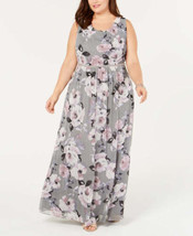S.L. Fashions Womens Plus Size Floral Maxi Gown, 14 W, Grey Multi - £100.91 GBP