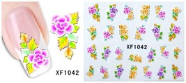 Nail Art Water Transfer Sticker Decal Stickers Pretty Flowers Pink XF1042 - £2.31 GBP