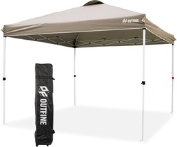 Outfine Pop-Up Canopy 10X10 Patio Tent Instant Gazebo Canopy, Khaki, 10 * 10Ft - $129.96