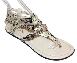 MIA Snake Print Hyram Strappy Thong Sandals Faux Leather Vegan size 6 - £14.12 GBP