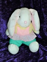 Stuffed Plush Bunny Rabbit Nylon White Pink Yellow Green Parachute Easter  - £38.21 GBP