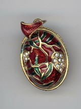 Russian Faberge Egg Pendant Red &amp; green enamel finish, leaf like &amp; gems,... - £21.22 GBP