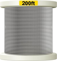 200ft 1 8 Stainless Steel Cable T316 Marine Grade Decking Aircraft Cable with 7x - £72.92 GBP
