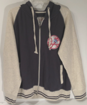 New York Yankees Vintage 90s Logo Mlb Women&#39;s Full Zip Navy Blue Hoodie Size 1 - £40.38 GBP