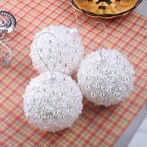 4.25&quot; Christmas Ball Ornaments 4pc Set White Shatterproof Christmas Deco... - £31.13 GBP