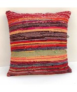 INDACORIFY Hand Woven Chindi Cushion Covers, Handmade Cotton Fabric Brai... - $14.99