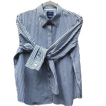 CHAPS Classic Mens Shirt LG Dark Gray Striped Long Sleeve 100% Cotton No Iron - £10.92 GBP