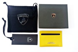 NEW Lamborghini Automobili Men&#39;s Card holder wallet 100% Real Leather Yellow - £191.08 GBP
