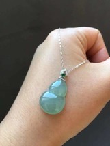 Natural Icy Bluish Jadeite Necklace 18K White Gold Icy Blue Jade Pendant Type A - £176.97 GBP