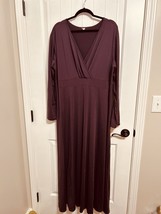 Plus Size Maxi Faux Wrap Dress, Empire Waist V Neck Size 3X Mauve Some P... - $17.09 CAD
