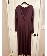 Plus Size Maxi Faux Wrap Dress, Empire Waist V Neck Size 3X Mauve Some P... - $17.09 CAD