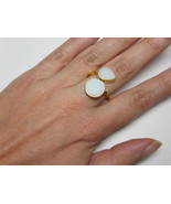 NEW! Marz Gems Gold Plated Sterl. Silver White Druzy Gemstone Adjustable... - $119.15 CAD