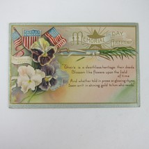 Postcard Memorial Day Flowers &amp; Flags Shield Patriotic Embossed Antique ... - £7.83 GBP