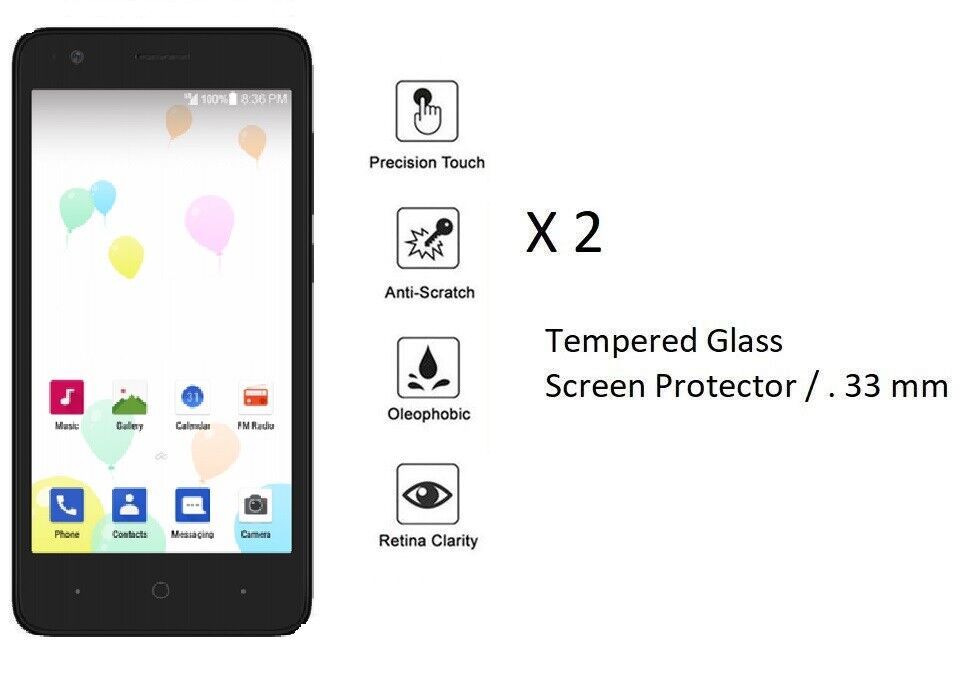 Primary image for 2 x Tempered Glass Screen Protector For ZTE Z1 Gabb Wireless
