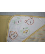 Talbots Baby Receiving Blanket Striped Yellow Hooded Animals Soft Swaddle 2 Ply - $28.06