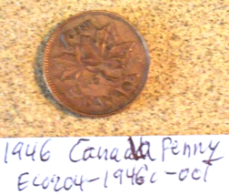 1946 Canada Penny Die Break Error; Vintage Old Coin Foreign Money - £3.87 GBP