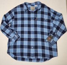 Levis Silvertab Shirt Mens Large Blue Flannel Oversized Long Sleeve Plai... - £19.35 GBP