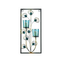 PEACOCK TWO CANDLE WALL SCONCE - £32.05 GBP