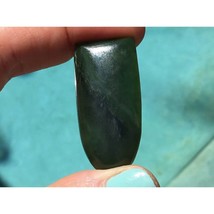 Jade Nephrite Dark Green Satin Finish 40x19x5 mmCabochon Gemstone - £22.33 GBP