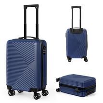 20&quot; Lightweight Carry On Suitcase, Hard Shell Luggage With Spinner Wheels Blue - £54.33 GBP