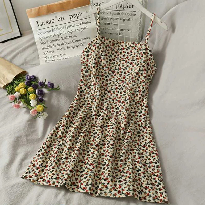 Women&#39;s Dresses  Print midi Summer Korean  Party Robe Casual  Kawaii SlingA-Line - £82.39 GBP