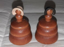 Vintage Amish Made Turned Wood Salt and Pepper Shakers 2.25 inches tall - £15.22 GBP