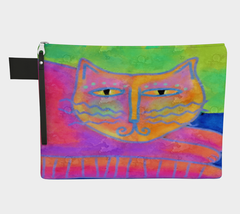 Hot Pink Cat Abstract Art Canvas Wristlet Clutch Bag Purse Cosmetics Bag  - $45.00