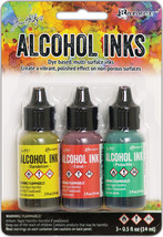Tim Holtz Alcohol Ink .5oz 3/Pkg-Key West-Dandelion/Coral/Pistachio - £13.69 GBP