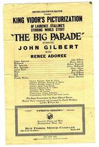 King Vidor Picturization Program The Big Parade MGM John Gilbert Silent ... - $29.67