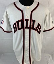 Vintage Chicago Bulls Jersey Starter NBA Baseball Button Sewn 90s - $49.99