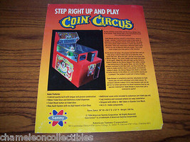 Coin Circus Arcade Flyer Sammy 1994 Vintage Original Artwork Sheet 8.5&quot; x 11&quot; - £11.75 GBP