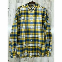 American Eagle Mens Seriously Soft Flannel Shirt Yellow Blue Plaid Large - £9.78 GBP