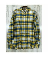 American Eagle Mens Seriously Soft Flannel Shirt Yellow Blue Plaid Large - £9.71 GBP