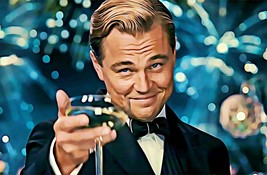 Leonardo Dicaprio Cheers Poster | Framed Art | Canvas | Great Gatsby Meme | NEW - £15.66 GBP