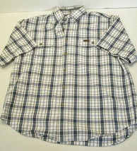 Carhartt Blue Plaid Button Down Short Sleeve Shirt Large Men - $16.79