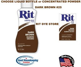 DARK BROWN #25 RIT Fabric DYE choose Liquid Bottle or Powder Concentrate - $323.21 MXN+
