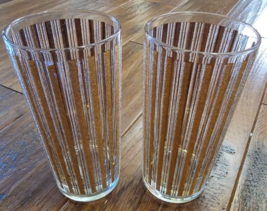 Set Of 2 Culver Florentine 22k Gold Stripe Highball Tumbler Glasses RARE - $22.76