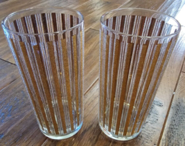 Set Of 2 Culver Florentine 22k Gold Stripe Highball Tumbler Glasses RARE - £17.77 GBP