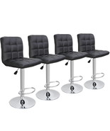 Set of 4 Bar Stools Swivel Adjustable Bar Chairs PU Leather w/Backrest - $3,243.80 MXN