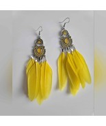 Elegant Yellow FeatherTassel Earrings - €10,13 EUR