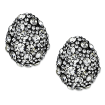 LO3700 - TIN Cobalt Black Brass Earrings with Top Grade Crystal  in Clear - $431.21 MXN