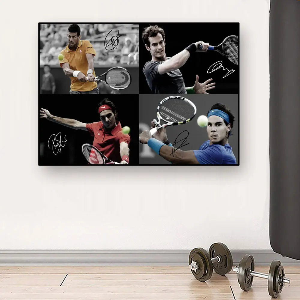 Sporting Murray, Djokovic, Nadal, Federer Signed Photo Print Posters Canvas Pain - £23.90 GBP