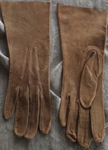 Wonderful Brown Suede Ladies Mid Forearm Length Gloves  6.5 - VGC - GREA... - $39.59