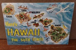 Heres Hawaii The 50th State Fold Out Postcard Folder 1960s Sent in Mail - $9.50