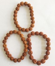 3 Pc Natural RUDRAKSHA 5 mukhi Rudraksh Bracelet Adjustable Unisex, 9-10 mm Size - $12.99