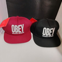 OBEY WORLDWIDE PROPAGANDA Cap Hat Logo Snapback Sample CANAL Black Wine ... - £19.97 GBP