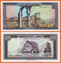 LEBANON 1986 UNC 10 Livres  Banknote Paper Money Bill P- 63f - $1.25