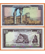 LEBANON 1986 UNC 10 Livres  Banknote Paper Money Bill P- 63f - $23.75 MXN