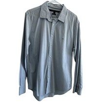 Men&#39;s Blue w/White Striped Tommy Hilfiger Custom Fit Long Sleeve Shirt  ... - $23.75